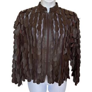 Stillman Studio Leather and Mesh Textured Zip Jacket Art to Wear Statement L/XL